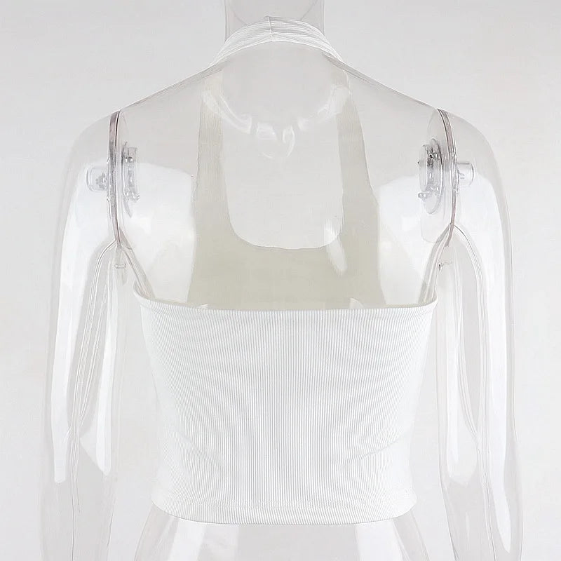 Luna Aura Crop — Top corto de cuello halter con acabado elegante y ajuste favorecedor, ideal para destacar en cualquier ocasión