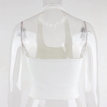 Luna Aura Crop — Top corto de cuello halter con acabado elegante y ajuste favorecedor, ideal para destacar en cualquier ocasión