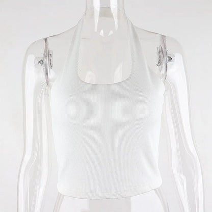Luna Aura Crop — Top corto de cuello halter con acabado elegante y ajuste favorecedor, ideal para destacar en cualquier ocasión