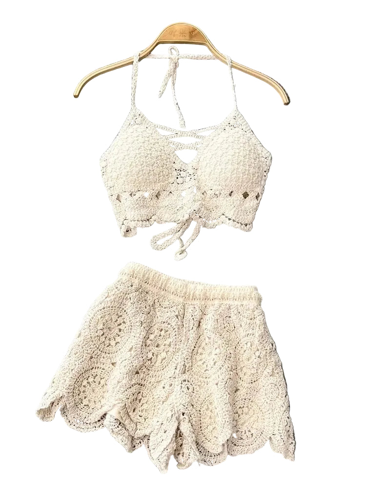 Lunessa Summer Chic — Set de dos piezas tejido con acabado delicado, ideal para paseos junto al mar y escapadas de verano