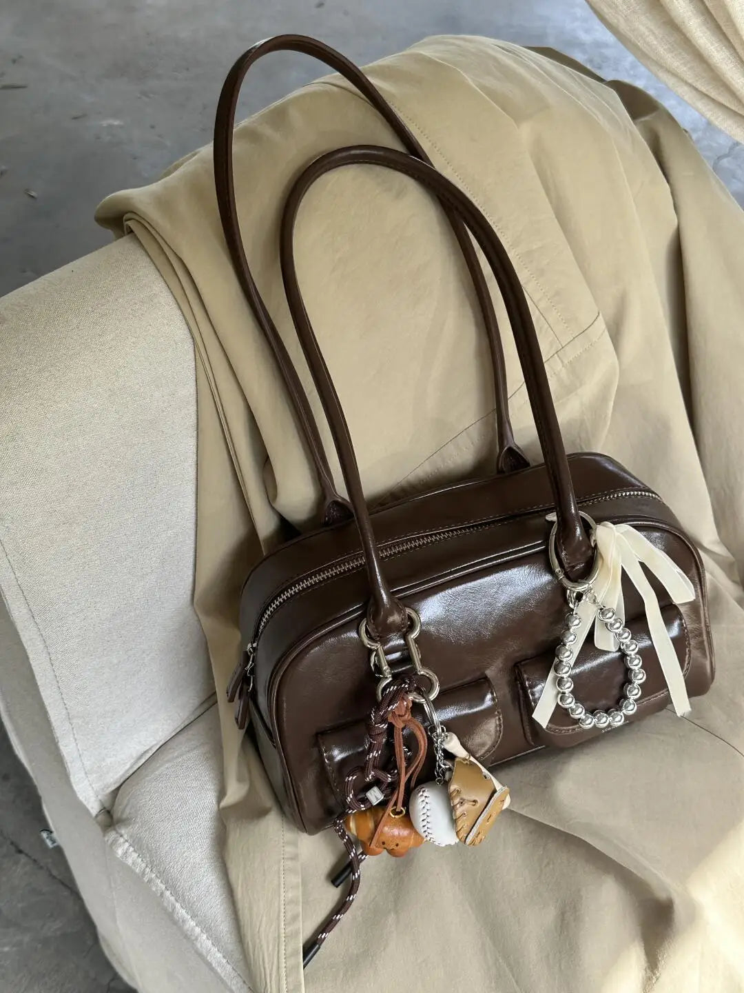 Lurelle Urban Core Bag — Bolso marrón de gran capacidad, diseño fashion coreano con toque sofisticado