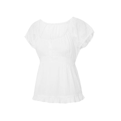 Rosélia Lace Bloom — Top corto elegante con acabado romántico, ideal para combinar con jeans, faldas o pantalones cargo