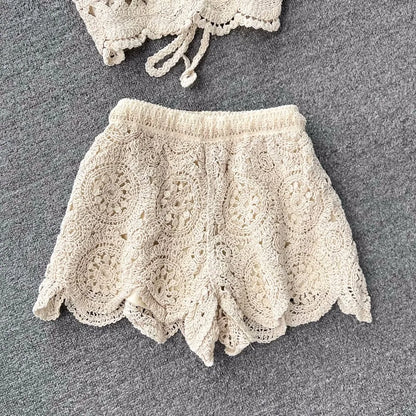Lunessa Summer Chic — Set de dos piezas tejido con acabado delicado, ideal para paseos junto al mar y escapadas de verano