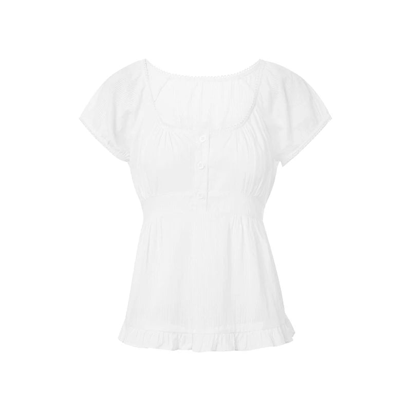 Rosélia Lace Bloom — Top corto elegante con acabado romántico, ideal para combinar con jeans, faldas o pantalones cargo