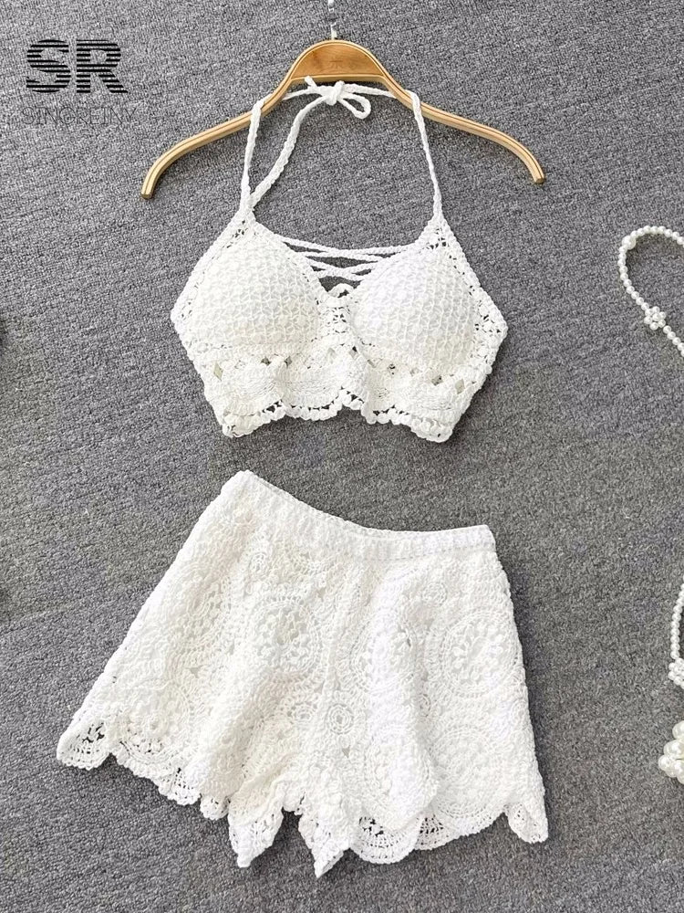 Lunessa Summer Chic — Set de dos piezas tejido con acabado delicado, ideal para paseos junto al mar y escapadas de verano