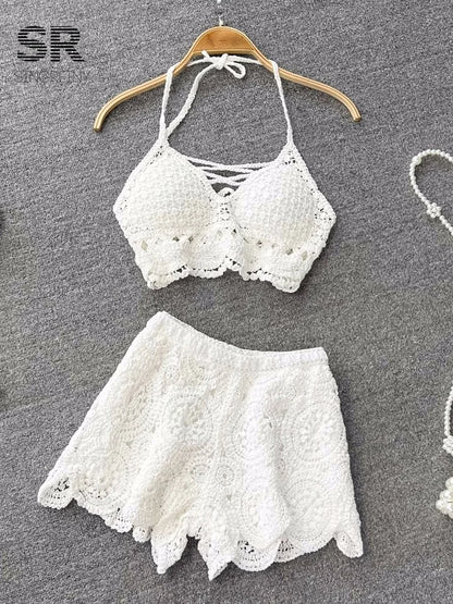 Lunessa Summer Chic — Set de dos piezas tejido con acabado delicado, ideal para paseos junto al mar y escapadas de verano
