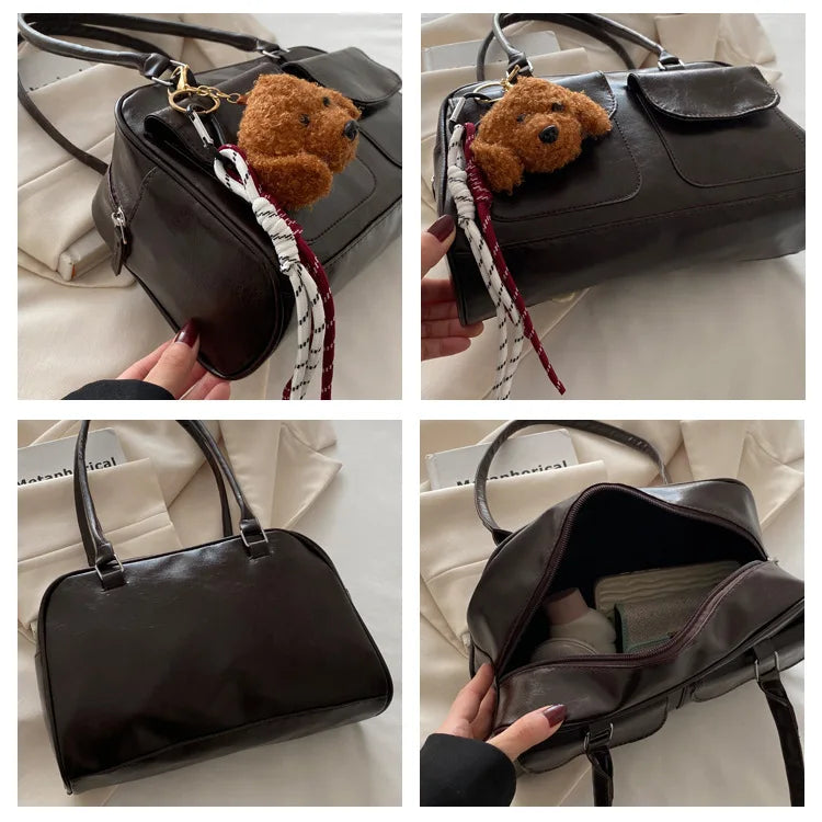 Lurelle Urban Core Bag — Bolso marrón de gran capacidad, diseño fashion coreano con toque sofisticado
