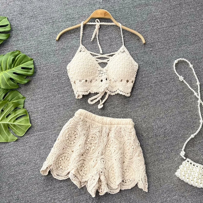Lunessa Summer Chic — Set de dos piezas tejido con acabado delicado, ideal para paseos junto al mar y escapadas de verano